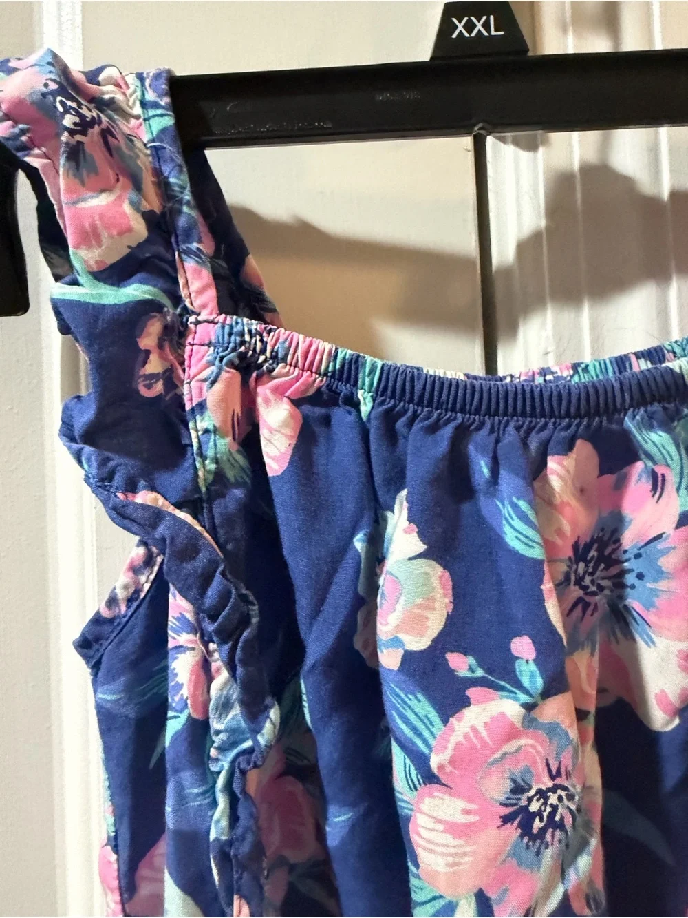 OshKosh B'gosh Navy Floral Romper with Pink & Teal Flowers